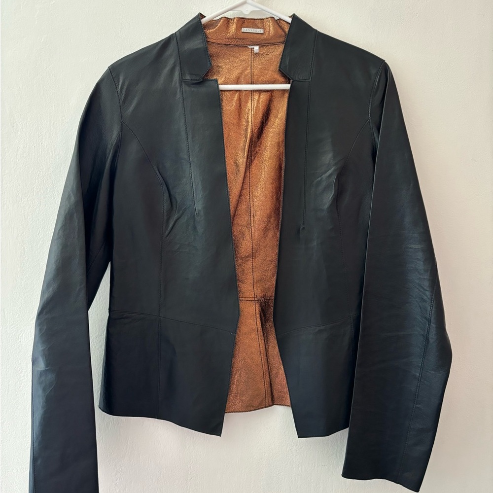 LAMARQUE - Leather Jacket w/ Gold Lining